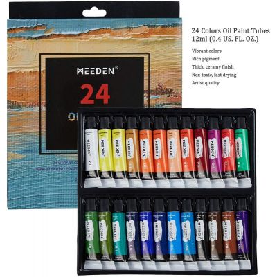 40Pcs Oil Painting Set with 24 Tubes x 12 ml Oil Paint Set Accessories Perfect Oil Painting Kit for Artists