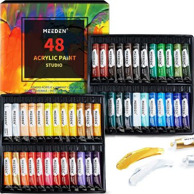 Acrylic Paint Set 22ml 48 Colors Rich Pigments Non Fading Acrylic Paint for Canvas Wood Painting Students Adults