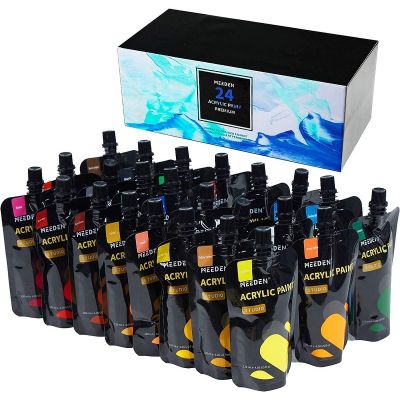 Acrylic Paint Set 24 Colors/Pouches (120 ml/4.06 oz.) Rich Pigments Non-Toxic Acrylic Paints