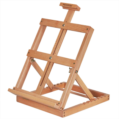 Heavy-Duty Tdiabletop Stuo H-Frame Wooden Easel- Solid Beech Wood Adjustable Artists Desktop Easel Table
