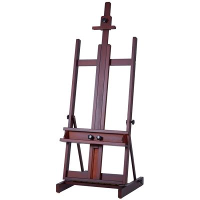 Walnut Large H- Frame Studio Easel, Solid Beech Wood Easel for Heavy Duty, Adjustable Floor Easel