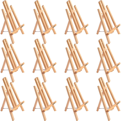12Pcs 11.8 Tabletop Display Easel - Solid Beech Wood Easel Painting Triangle Easel Stand