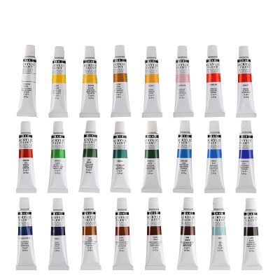 24 colors artist acrylic kit and wholesale acrylic paint brush set