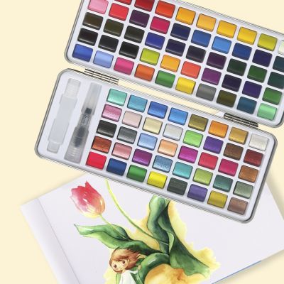 wholesale 50/72/90 tin box Gouache Paint brush soild watercolor paint set