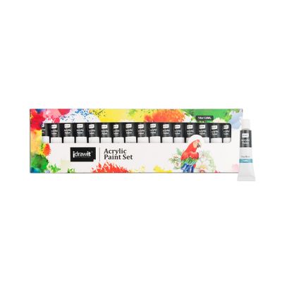 Wholesale Custom 12ml Aluminum Tubes 16 Colors Acrylic Paint Set Artist for Kids Students Painting