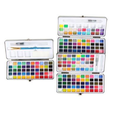 professional 50/72/90 Including Metallic and Fluorescent Colors in Portable Box soild Watercolor paint Set for Artists