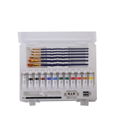 25 pcs artist acrylic paint brush set in plastic box