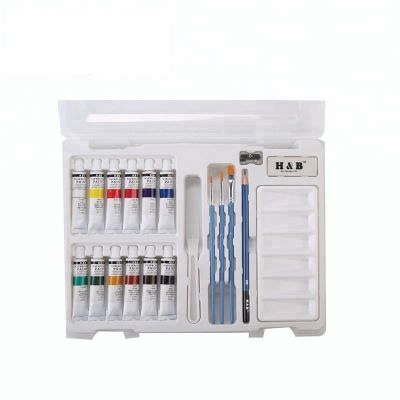 21pcs wholesale art paint kit acrylic painting set in plastic box