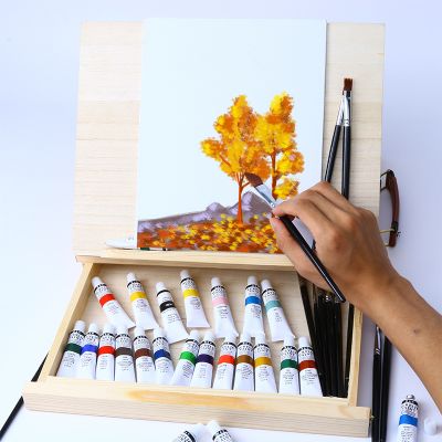 art Supplier 38pcs acrylic Paint Set With Wooden Box Easel drawing for art kid