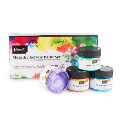 Wholesale High Quality 8 colors 100ml Metallic Acrylic Paint Set for Artist Painting