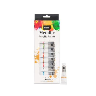 Peinture Acrylique Wholesale 12 Colors 12ml Metallic Acrylic Color Paints Aluminum Tube for Kids Painting