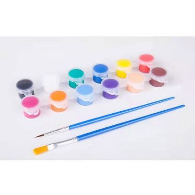 DIY Paint Wholesale 12 Colors 3ml Non-Toxic Mini Acrylic Paints Pot Set Colors and 2 Paint Brush Set for Kids