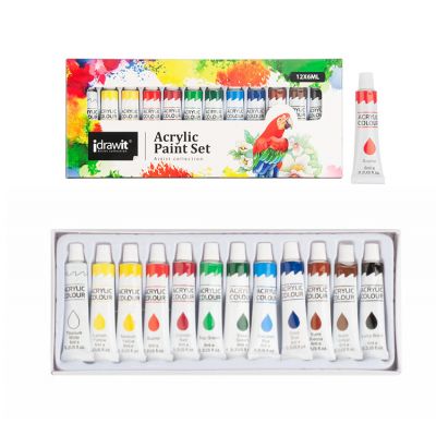 Wholesale Mini Kids Acrylic Paints 6ml Aluminum Tubes Art Colors Set 12 Colors