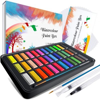 Water Colors Paint Set Hot-selling 36 Colors Solid Water Colour Paint With Water Brushes Watercolor Paper Paint Brushes