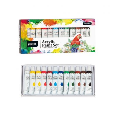 Wholesale 12 Colors Acrylic Paint Mini Aluminum Tubes Set Kit 12ml for Kids