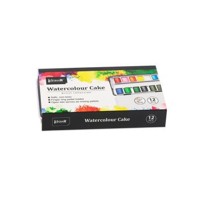 Water Color Cakes Wholesale 12 Colors Solid Watercolor Paint Set in Tin Box