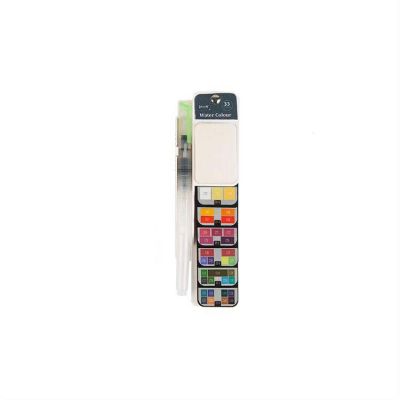 Wholesale 33 Colors Mini Portable Solid Watercolors Paint Pigment Box Pocket Set with 1 Brush Pen