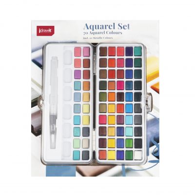 Wholesale Professional 70 Colors Aquarelles Painting Solid Watercolor Paint Set With Water Brush Pen