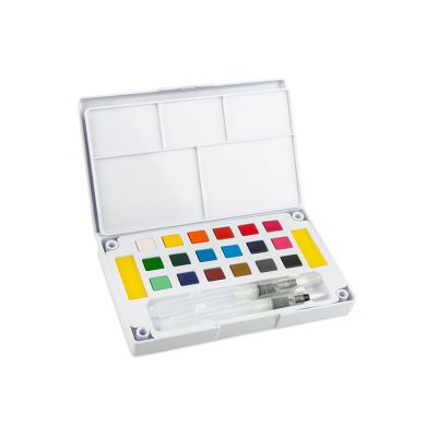 Directly Sale 18 Colors Solid Watercolor Paint Cake Set With Two Brush Pens