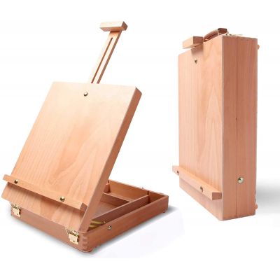2020 Professional Artist Wooden Easel Box Portable Desktop Box Wood Desk Table Easel