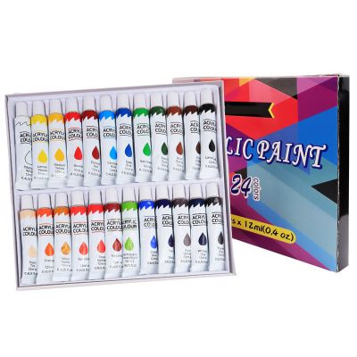 Wholesale set of 24 colors painting portable aluminum tube acrylic paints for sale