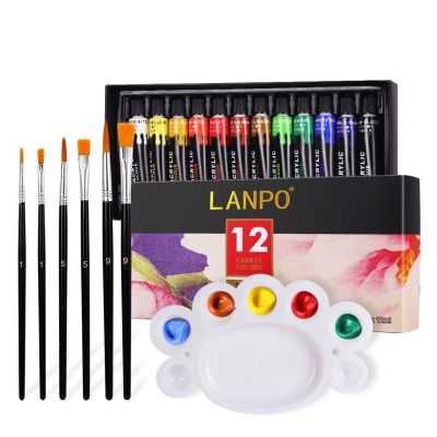 Customized 12 colors fabric drawing set paint for fabric with brush palette