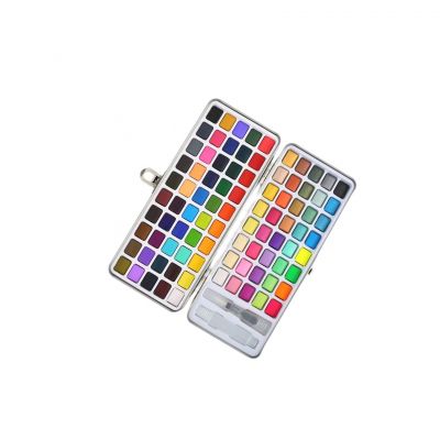 DIY custom portable superoil non toxic metal box packaging half dry solid watercolors for kids