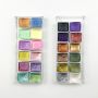 Superior portable 1 set pearlescent metallic solid watercolor with box transparent box