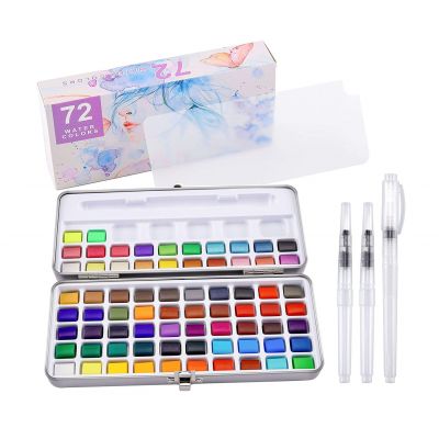 Solid Square Watercolor Paint Set Custom Logo With One Water Brush Regular Colors Watercolor Paint