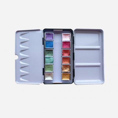 Custom Pearlescent Metallic Color Square Solid Pigment Watercolor Paint Set DIY Free Combination Suit