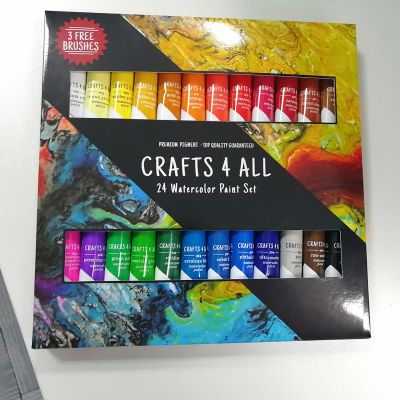 Customized 24 colors watercolor paint set in assorted colors for kids drawing