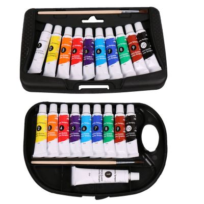 Wholesale Art Supplies 10 Colors Acrylic Paint Brush Set Custom 12ml Paints Acrylic Paint Set With Brush