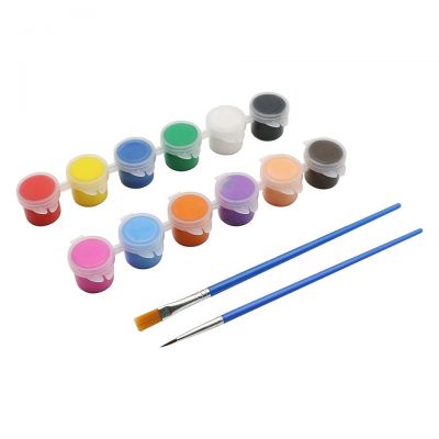 Wholesale Non-toxic 12 Strip Pot acrylic Paint Brush 5ML for Kids Acrylic Paint Set with Brush