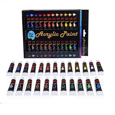 24 Colors Fine Acrylic Paint Set Gouache Pigment Box Sketch Painting Art Paint Set