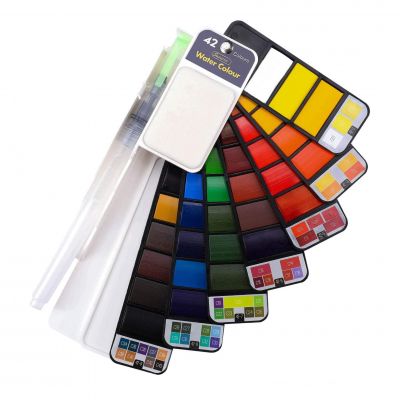Solid Watercolor Paint Rotary Storage Rotating Pigment With One Water Brush