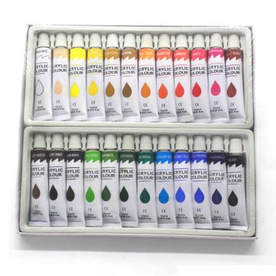 Wholesale Art Supplies 24 Colors acrylic Paint Brush Set Water or Oil Based Acrylic Paint