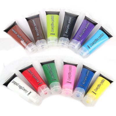 75ml Acrylic Paint Set 12 Colors Tubes Acrylic Paints for Painting Non Toxic Paint Sets