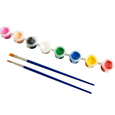 Hot sale 3ml*8 colors Acrylic paint set with 2 brushes