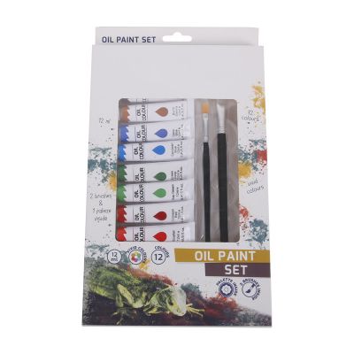 2022 High Quality 12 Tubes art Oil Paint Set For Students Canvas Oil Painting with brushes