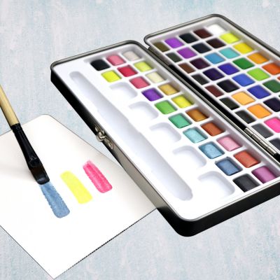 New product portable pearl solid watercolor pigment with gouache paint set of 60 colors for children