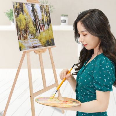 Height Adjustable Wooden Painting Display Stand Easel with Nature Ponderosa Pine Wood Easel