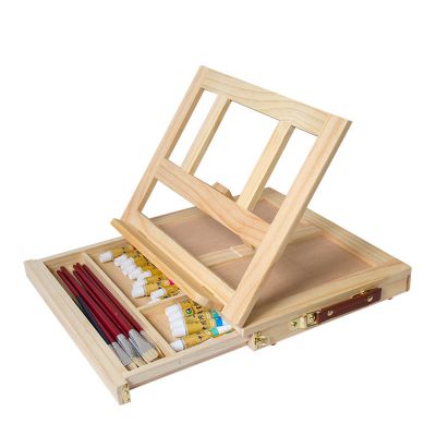 Promotional Foldable Display Stand Wood Art Painting Desktop Easel With Single Drawer