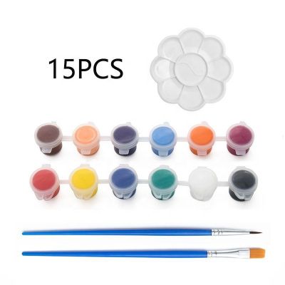 Art Supplies 15pcs Kid Graffiti Acrylic Paint Pots With Brush,12/24 Strip DIY Finger Paint Set For Kids