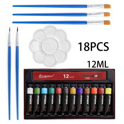 New Arrival 12ml Tube Packed Acrylic Paint Sets,Paint Supplies 12 Colors Portable Pigment Color