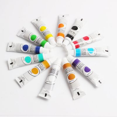 Acrylic Paint Set 12ml 12 colors for Fabrics Painting Clothing Pigments Non-Fading Non-Toxic Professional Artist Painting