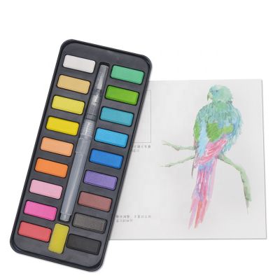 18 colors Watercolor Paint Set Portable Solid Watercolor Paint Set Soluble Pigment with Water Brush Sponge