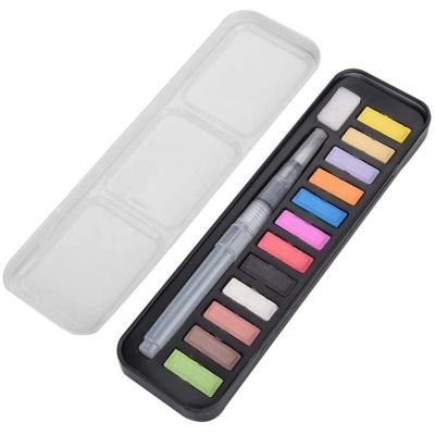 12 colors Solid Watercolor Paint Set Water Color Brush Set for Kids Children Girls