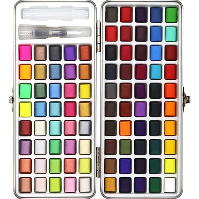 Professional 90 Colors Solid Watercolor Paints Set Basic Glitter Watercolor Paint for Drawing Art Paint Supplies