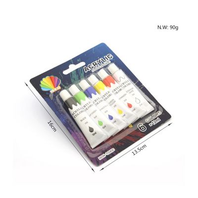 Factory Supply Customized Aluminum Tube Acrylic Paints 6 Color 12 ML Acrylic Paint Set
