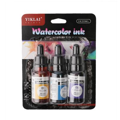 Watercolor Ink Customized 20 ML Pigment Painting Inks Factory Supply 3 Color Water Color Paints Watercolour Paint Colours Set